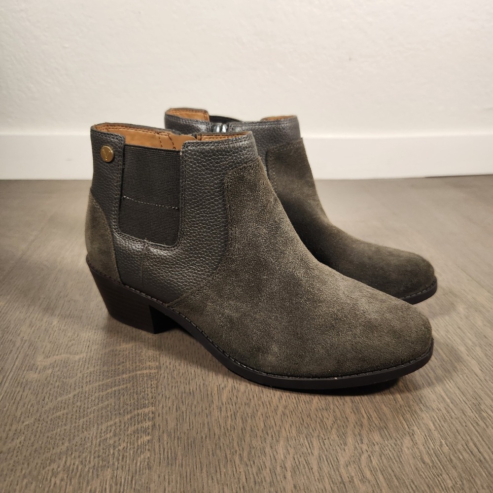 New Vionic Finn Waterproof Leather & Suede Chelsea Ankle Boots Women's 6.5 Wide